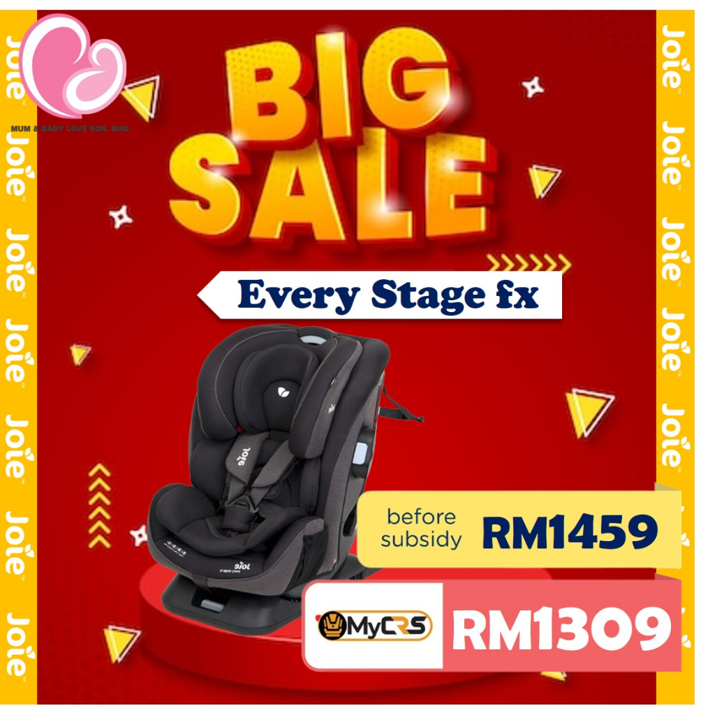 Joie Every Stage FX Car Seat Baby with Isofix (Convertible) Newborn till 36kg ( Coal / Flint