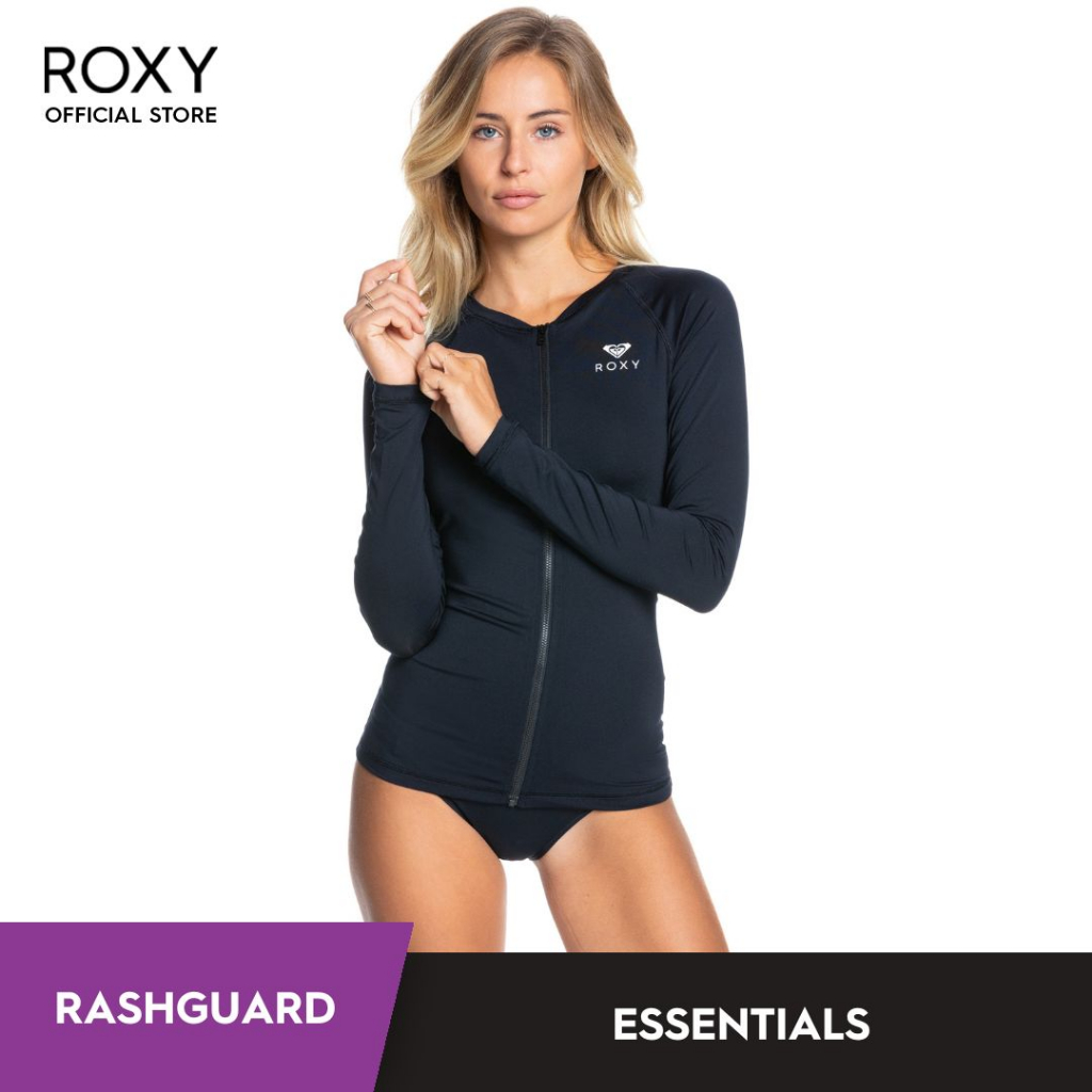 Roxy Women Essentials Upf 50 Long Sleeve Zipped Rashguard Anthracite Shopee Malaysia