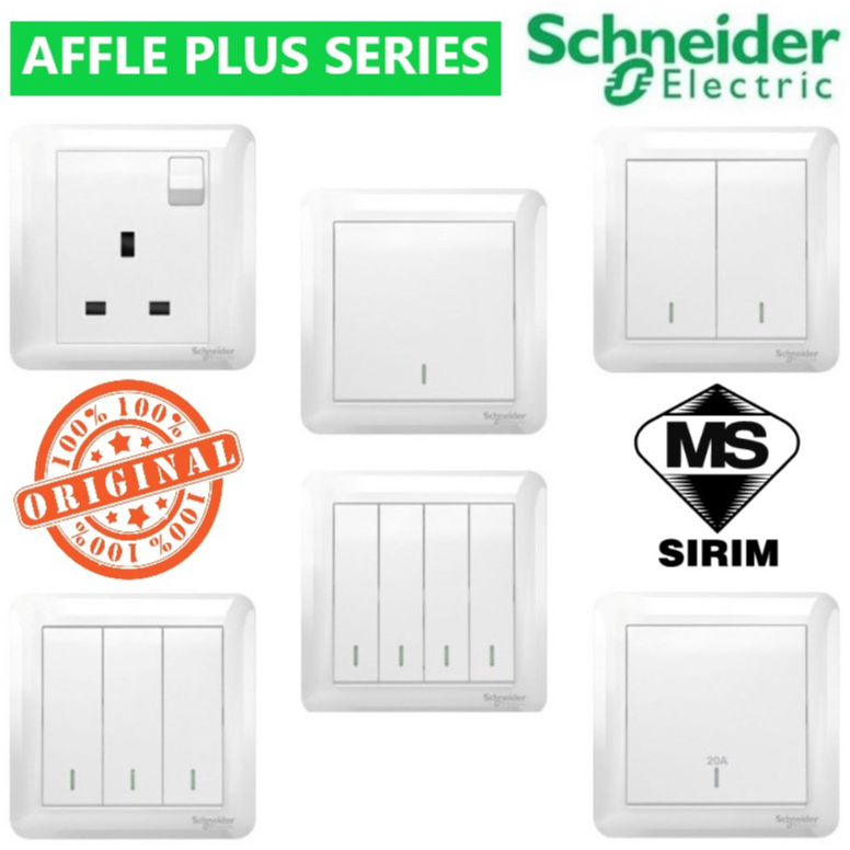 SIRIM SCHNEIDER AFFLE PLUS Switch & Socket 13A 20A 1/2/3/4 Gang 13Ax2 ...