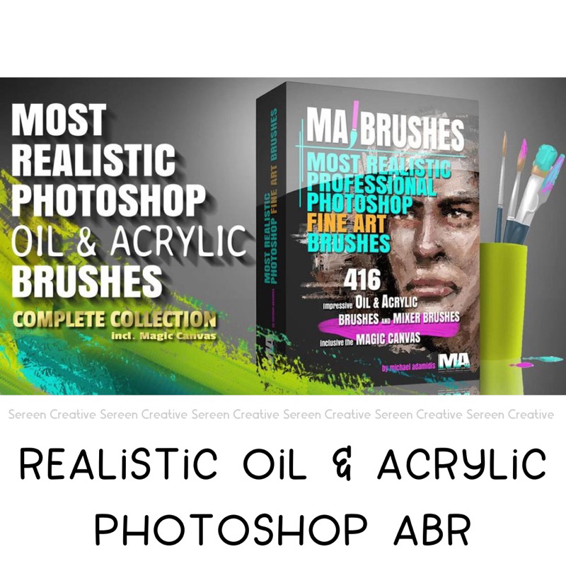 PS49 Realistic Photoshop Oil & Acrylic Brush Pack- MA-BRUSHES | Shopee ...