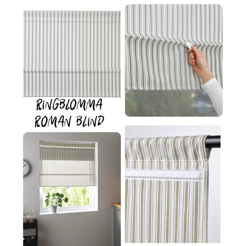 IKEA RINGBLOMMA Roman Blind Bidai Kain Bidai Tingkap Dapur Fabric blind English Style