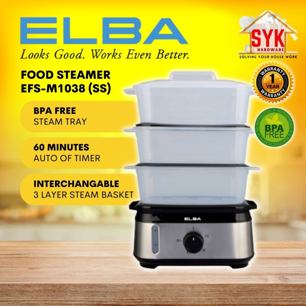 SYK Elba Food Steamer Electric EFSM1038(SS) Electric Food Steamer