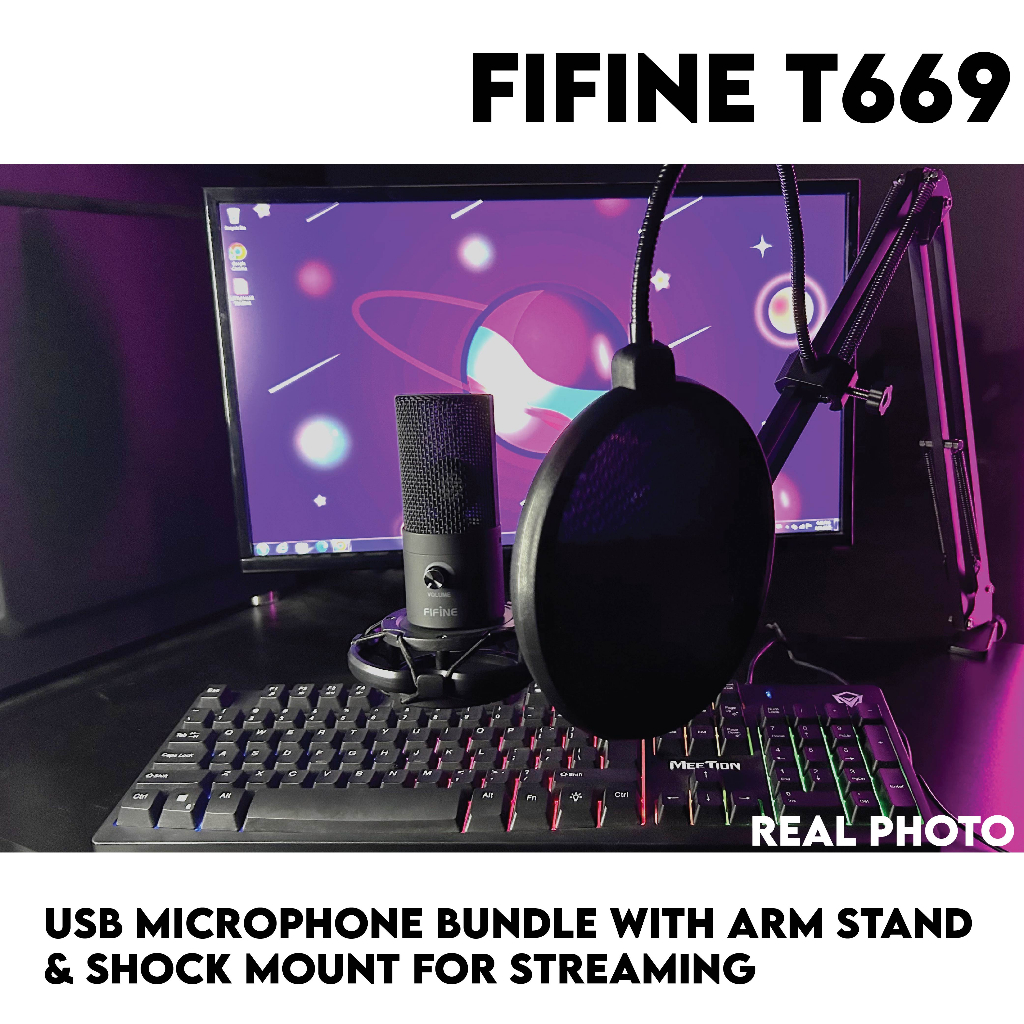 FIFINE T669 Studio Condenser USB Microphone, Computer PC Microphone Kit