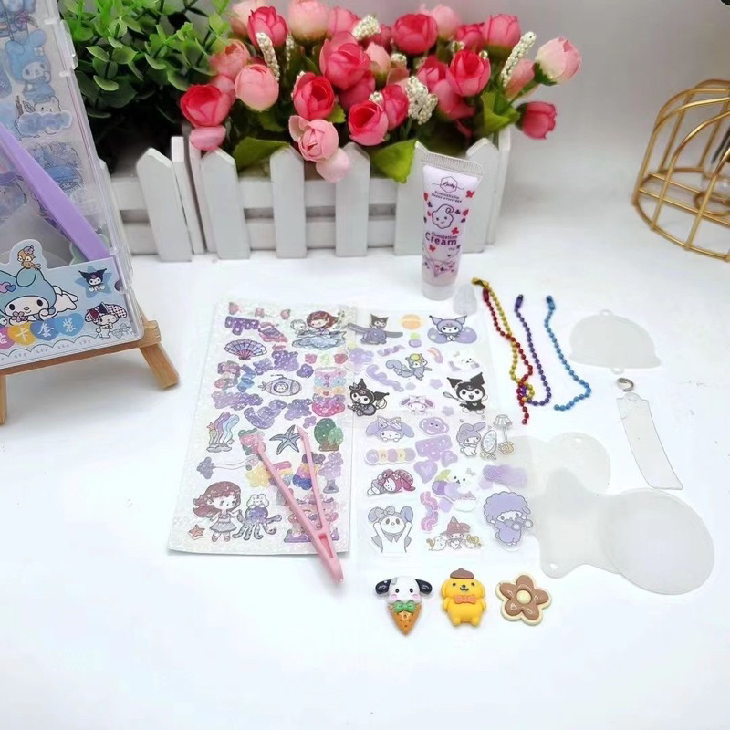 DIY Keychain Goo Card Whipped Cream glue cute sticker gift plastic box ...