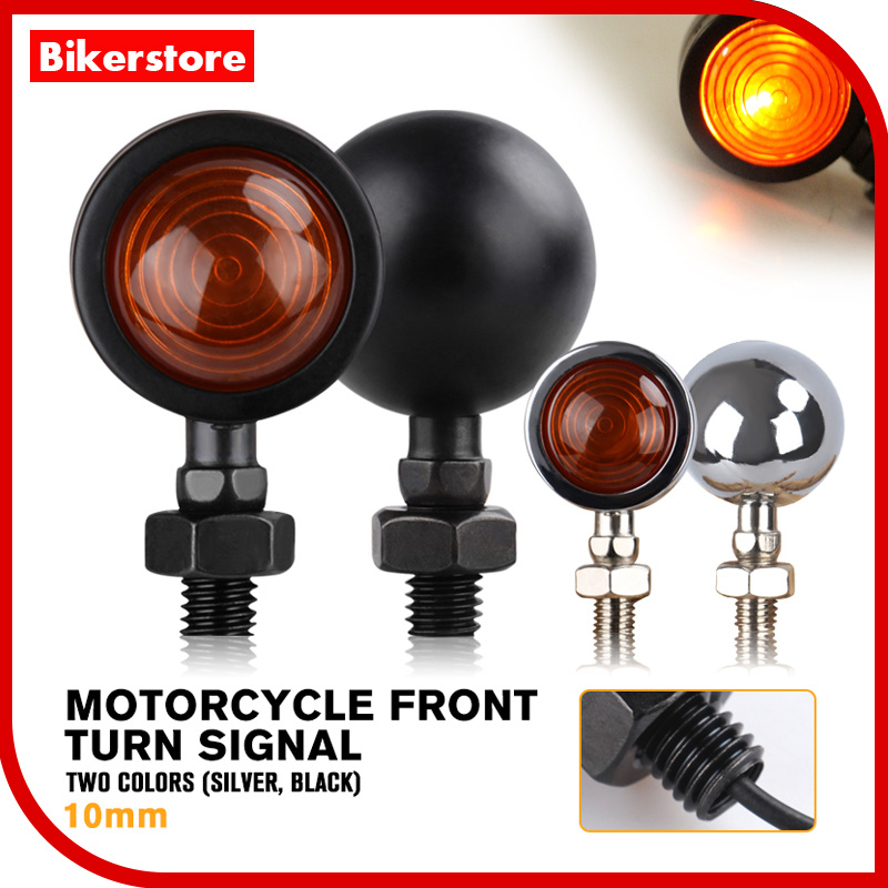 Bikerstore 2Pcs Motorcycle Turn Signal Metal Indicator Lights Lamp Cafe
