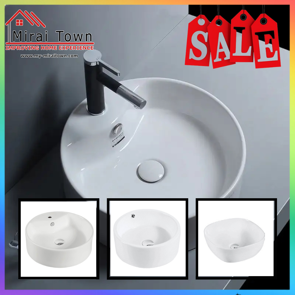 SORENTO Ceramic Table Top Bathroom Sinks White Round Art Basin