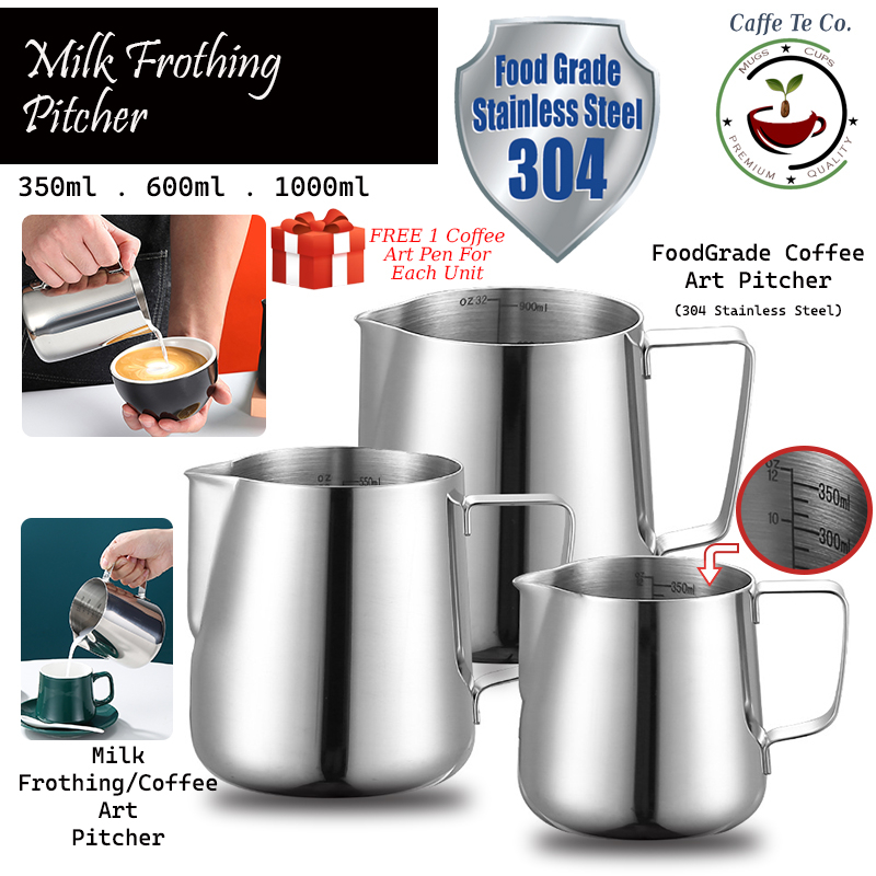 Milk Frother Cup Glass Flower Cup Oblique Mouth Pointed Mouth Coffee Flower  Tank with Jug Pitcher for Embossed Stainless Steel Milk Frothing Pitchers