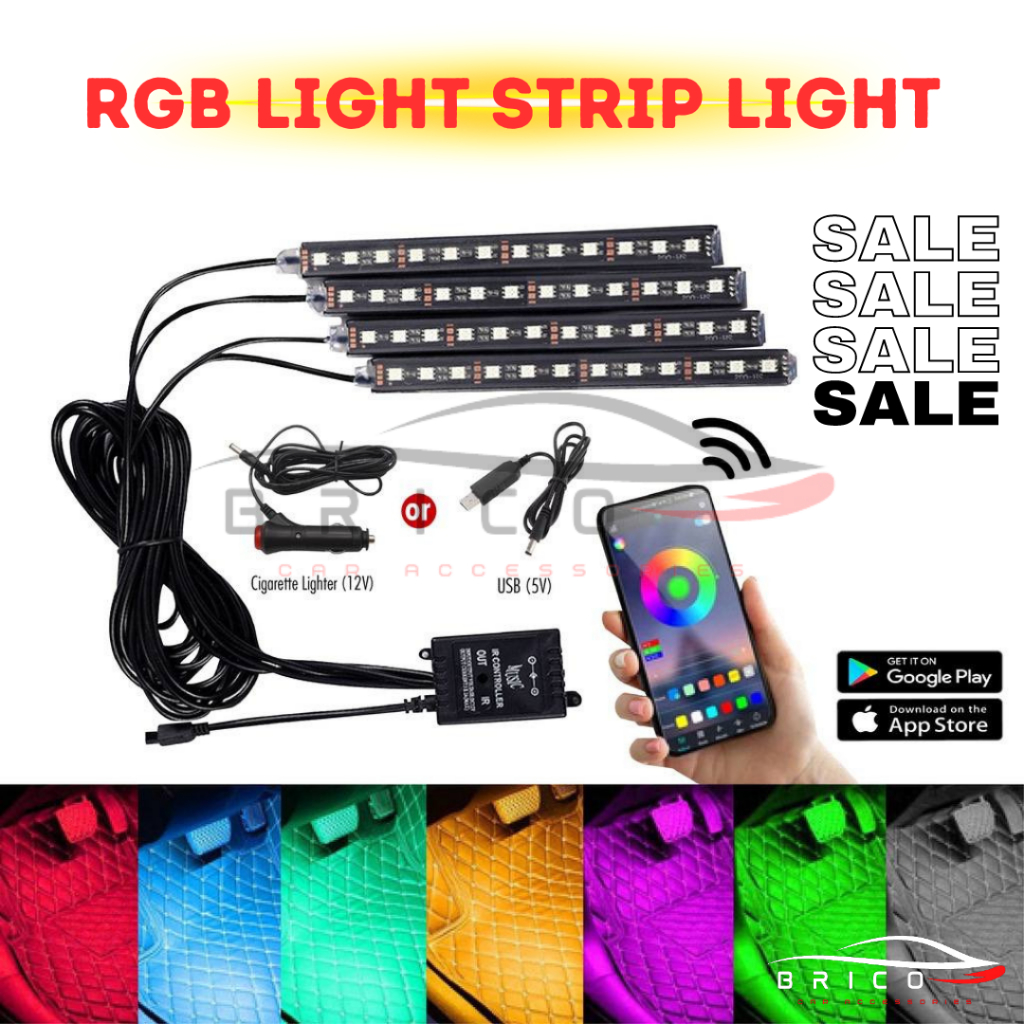 Car Rgb Led Strip 72 LED RGB Car Interior Ambient Light Strip Kit - USB Powered, Remote & App Control Led Rgb Light Strip - Foto 14
