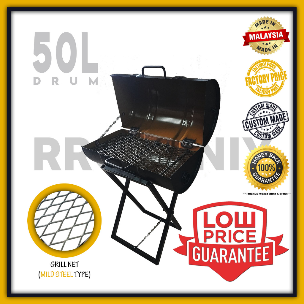 BBQ Grill Outdoor Drum Set Tong Drum 50L BBQ Set Complete With Grill