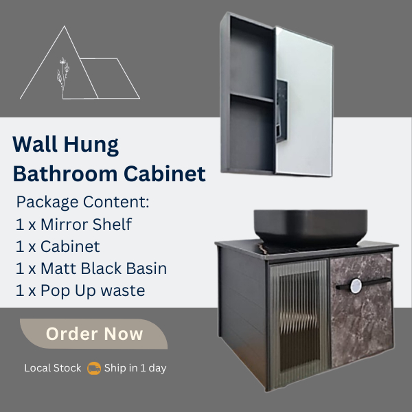Aluminium 600MM Wall Hung Bathroom Ceramic Sink With Mirror