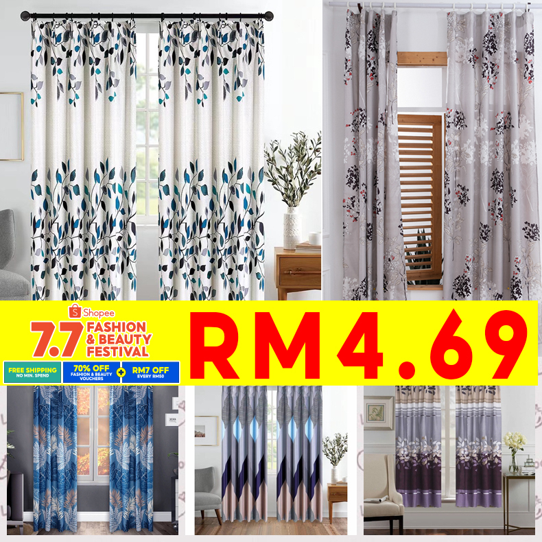 2023 Langsir Tingkap Murah / Hook & Rod Modern / Langsir Sliding Door ...