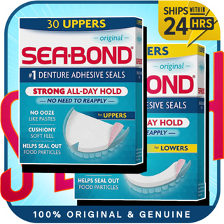 Sea Bond Secure Denture Adhesive Seals, Fresh Mint Uppers, Zinc-Free,  All-Day-Ho