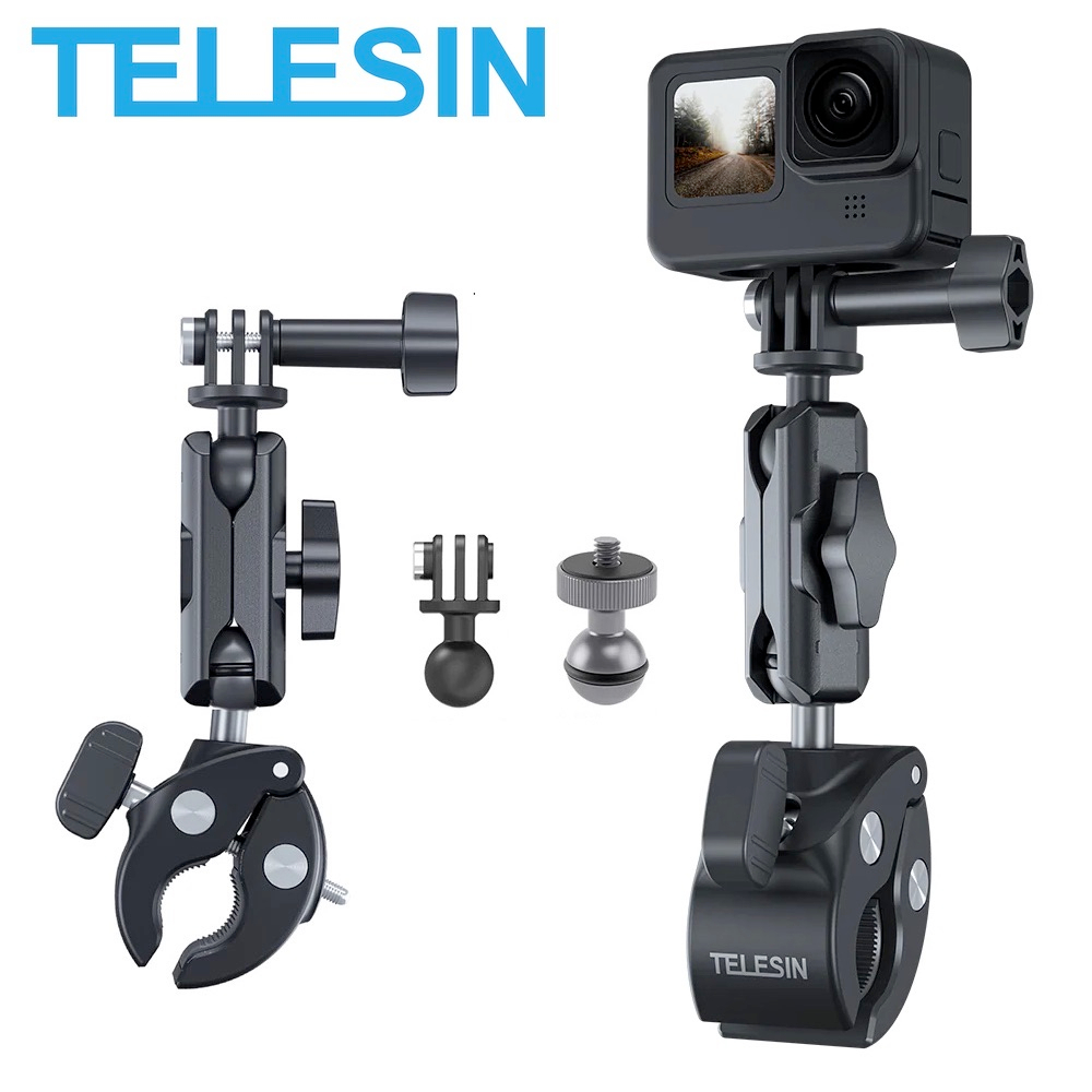 TELESIN Motorcycle Windshield Camera Mount - Quick Release Clip For GoPro, DJI, Insta360 Action Cams