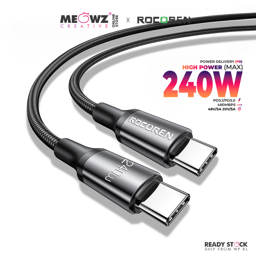 Rocoren 240W USB-C To Type-C Fast Charging Cable PD3.1 QC4.0+ 140W/100W ...