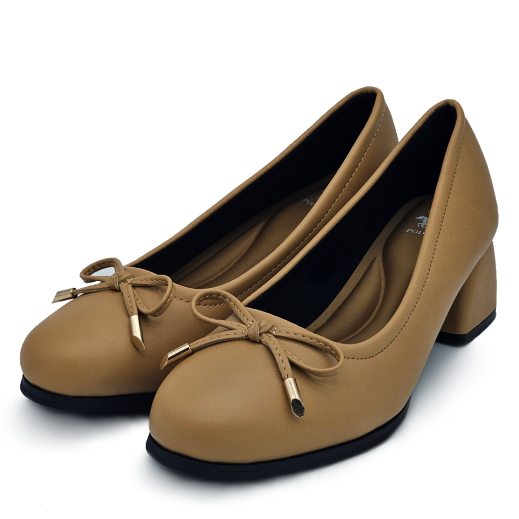 POLO HILL Ladies Rounded Square Toe Bow Knot Block Heels PLSH-LS5230 ...