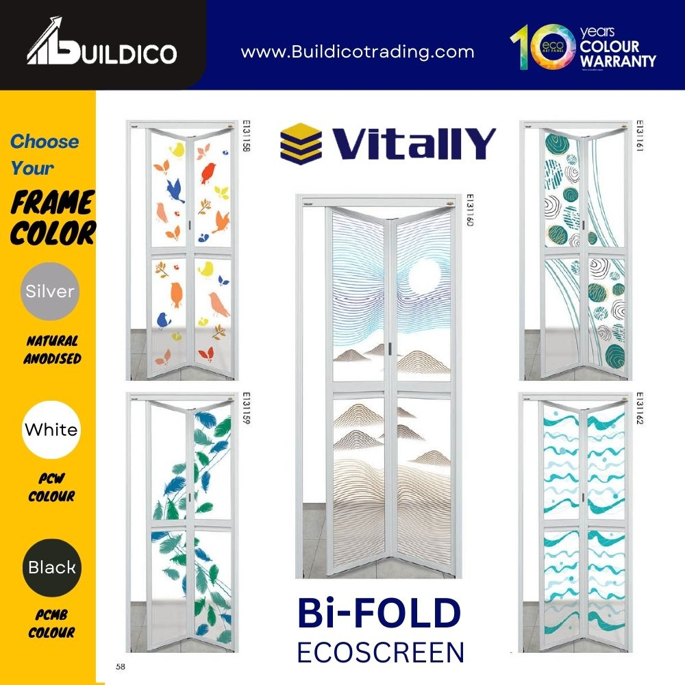 Vitally Bifold ECOSREEN (Translucent) Door Toilet Aluminum Folding