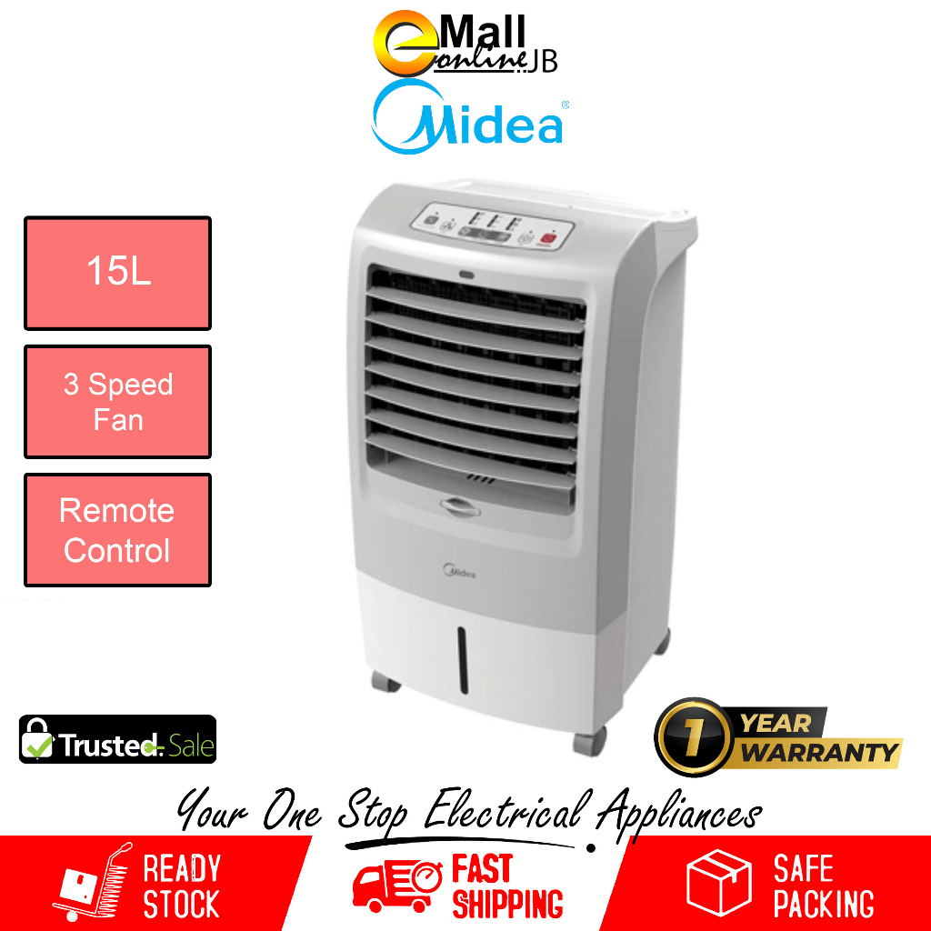 Midea Air Cooler 15L with Remote Control & Ionizer MAC215F Kipas
