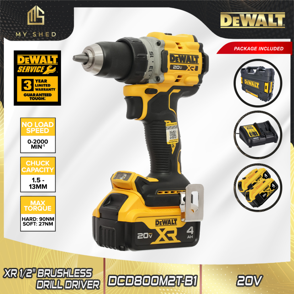 DEWALT DCD800M2T-B1 20V XR Brushless Cordless 1/2-in Drill/Driver ...