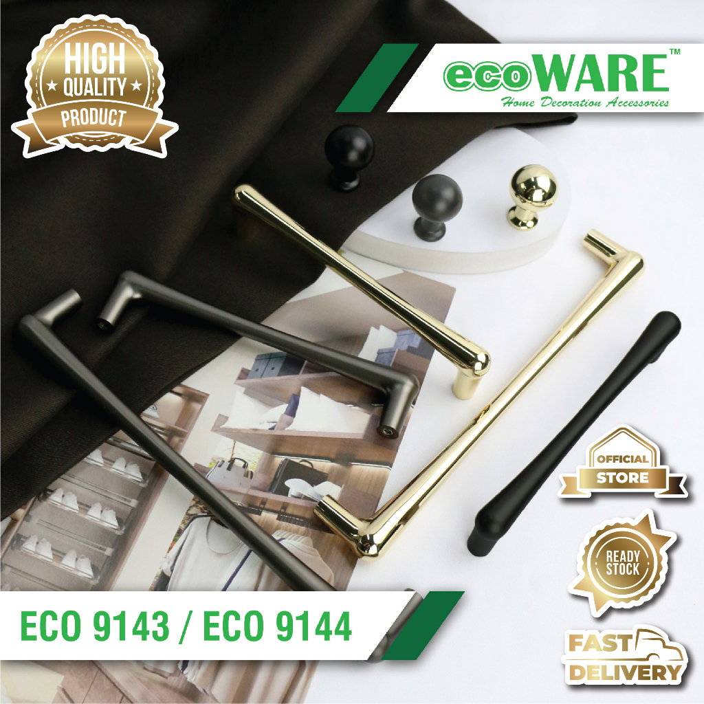 ecoWARE ECO9143 ECO 9144 Drawer Handle Polished Gold Matt Black Colour