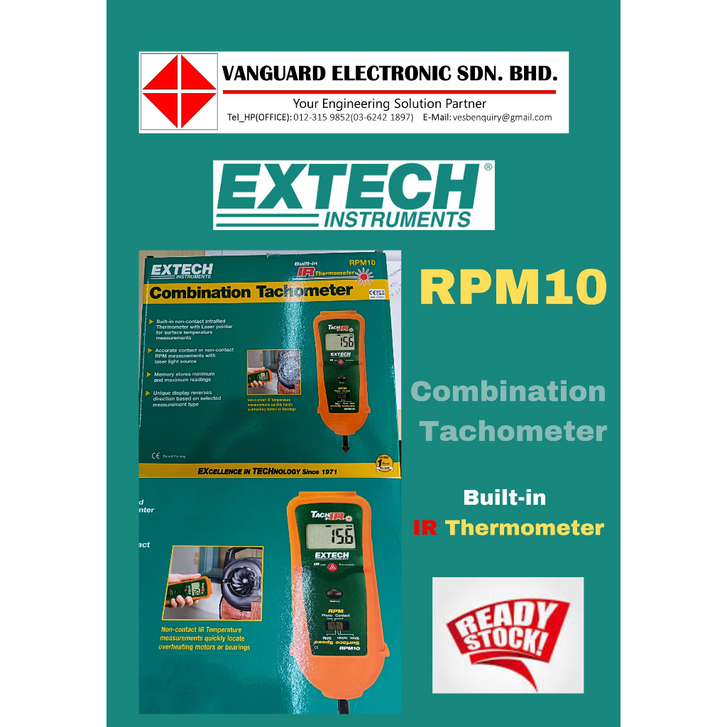 Extech Built in Thermometer Combination Tachometer RPM10 | Shopee Malaysia