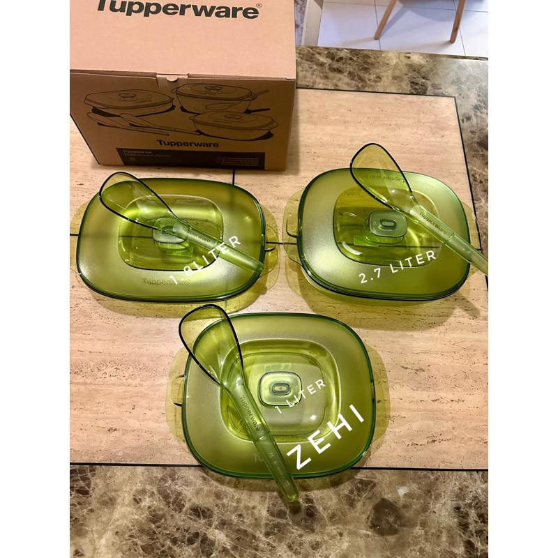 tupperware crystaline green (1 set) | Shopee Malaysia