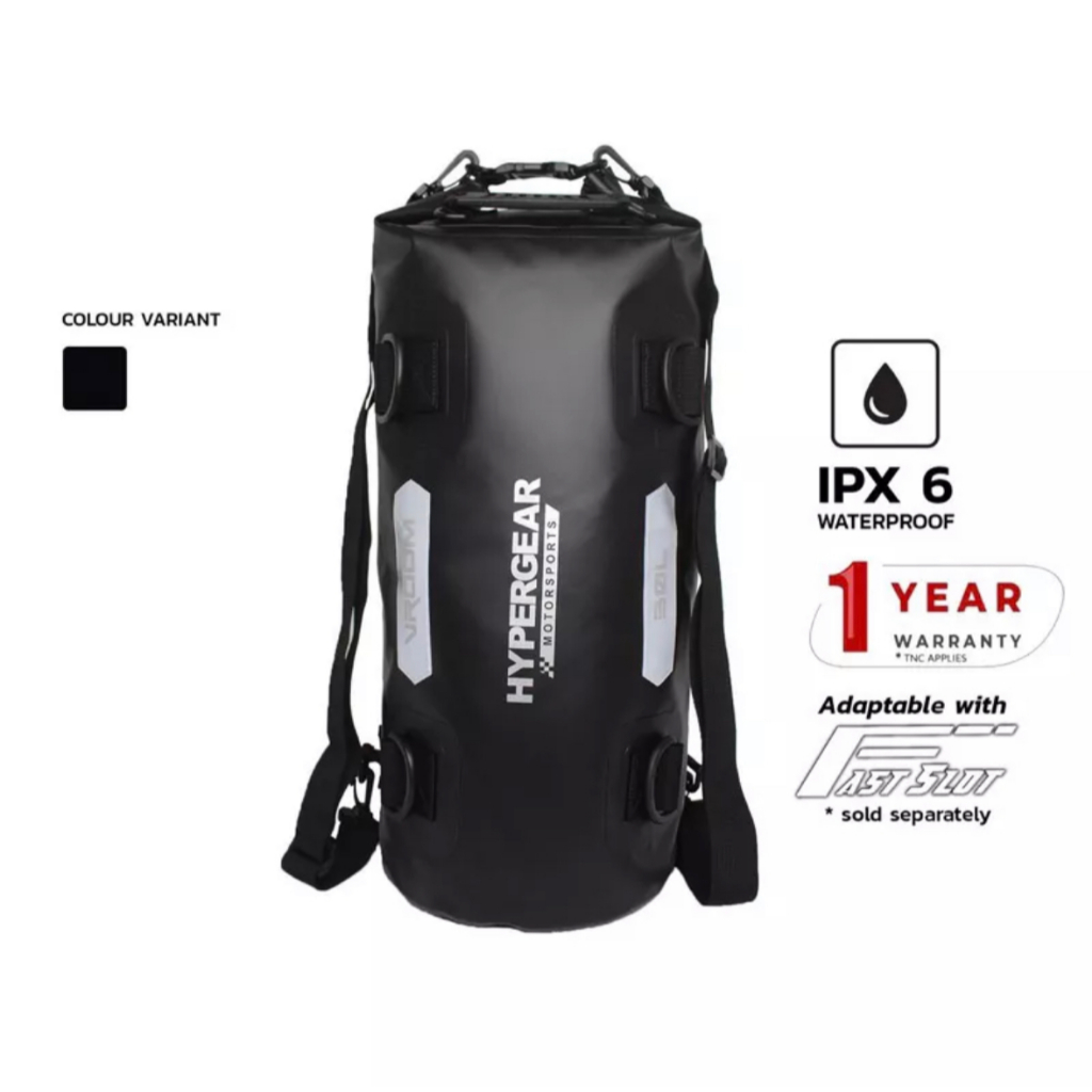 HYPERGEAR Dry Bag Vroom 30 Liter Black (100 Original + 1 Year