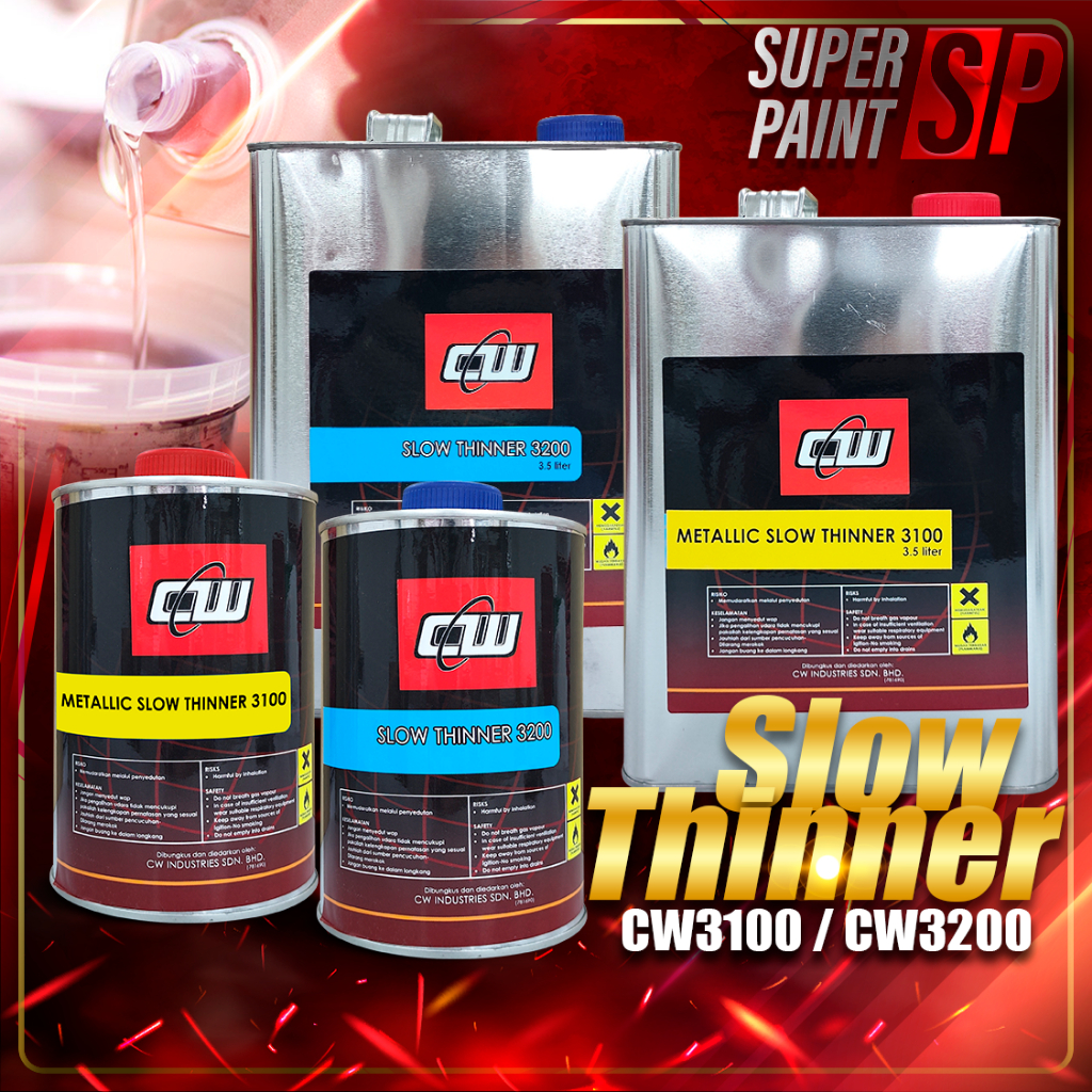 2K Slow Thinner CW3100 & CW3200 (1L/3L) for Automotive Painting Motor
