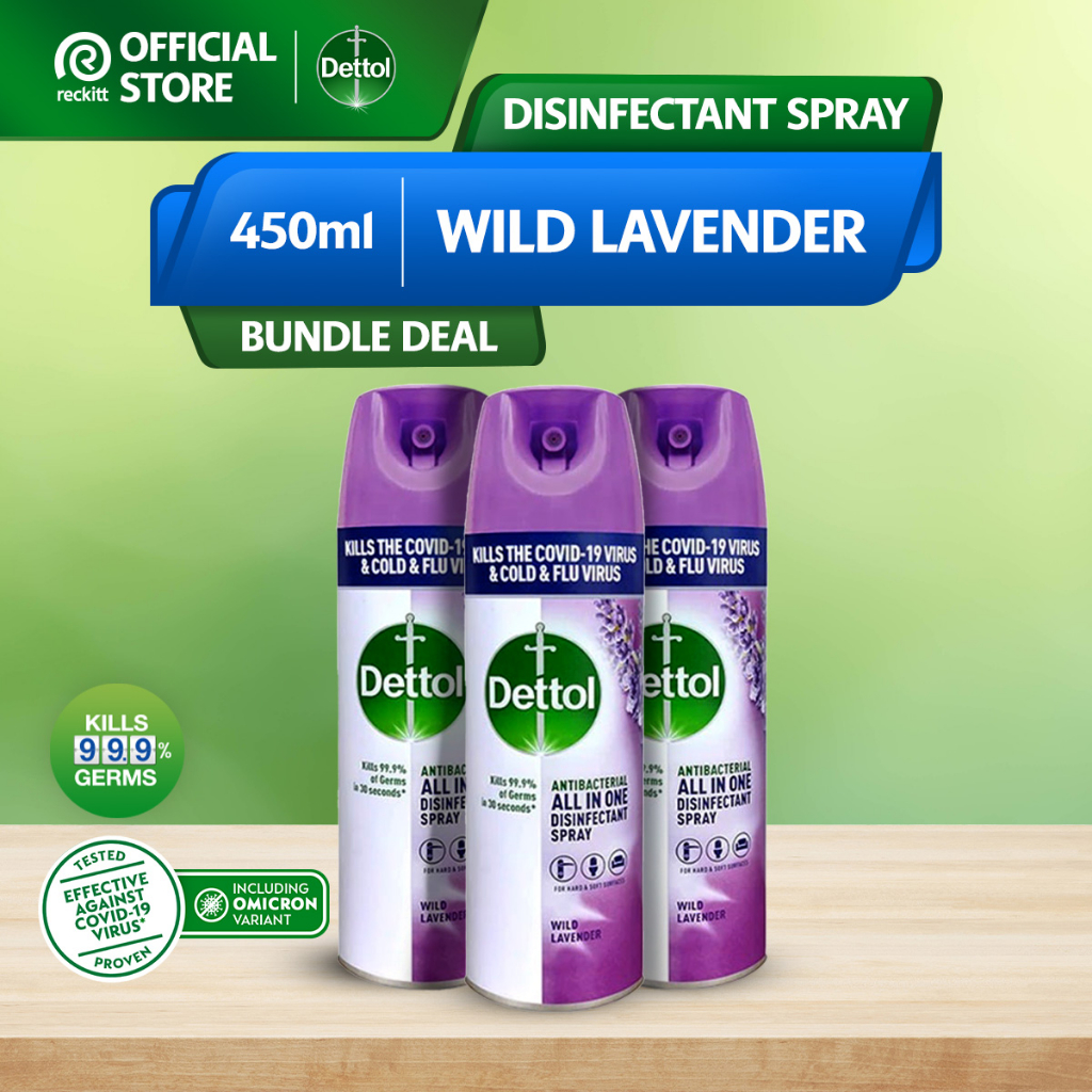 Dettol Antibacterial Disinfectant Spray Lavender 450ml [Bundle of 3] Shopee Malaysia