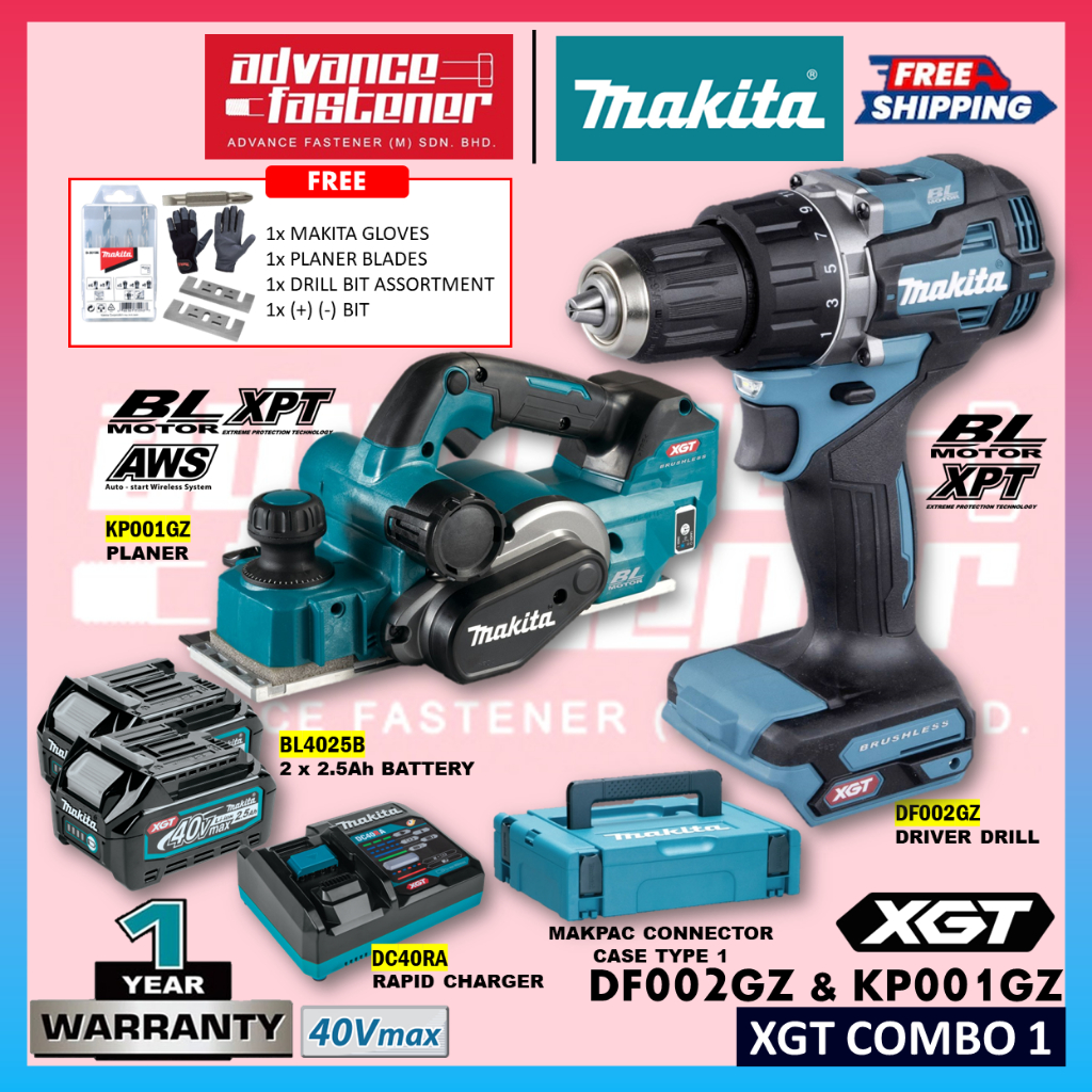 MAKITA 40Vmax 40V XGT Cordless Combo 1 ( DF002G Cordless Driver Drill