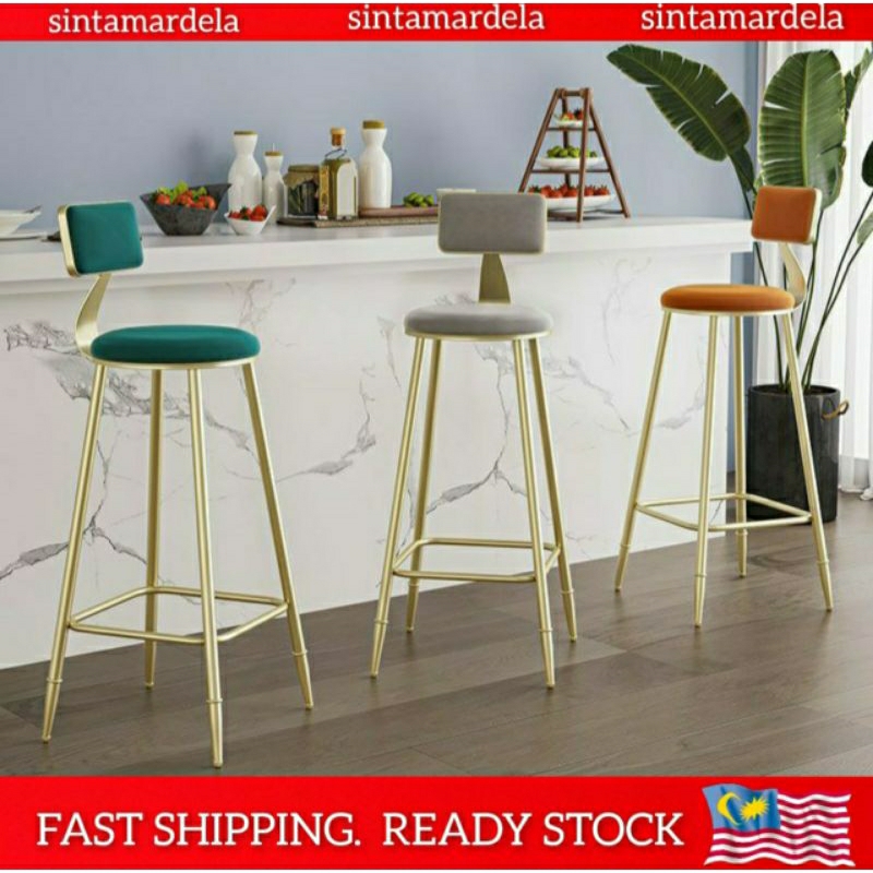 Nordic Bar Stool Wrought Iron Ins Creative Table Gold Lift Cafe Back Net Red High Chair Simple Counter Stool Bar Stools