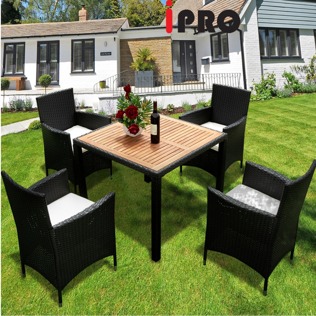 IPRO Outdoor Chair and Table Set Rattan Chair 4 Seater Garden Table Set