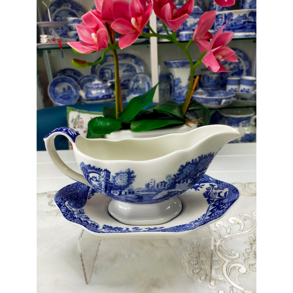 Spode Blue Italian Sauce Boat and Stand 1st Quality Shopee Malaysia