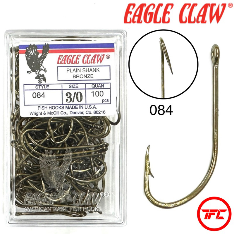 10pcs / Slot Eagle Claw 084 Plain Shank Bronze Hooks Mata Haruan