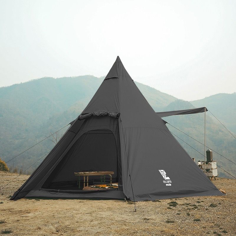 Kemah Pyramid Big Tent Person Canvas Pyramid Tent Waterproof Double  Layers Outdoor Glamping