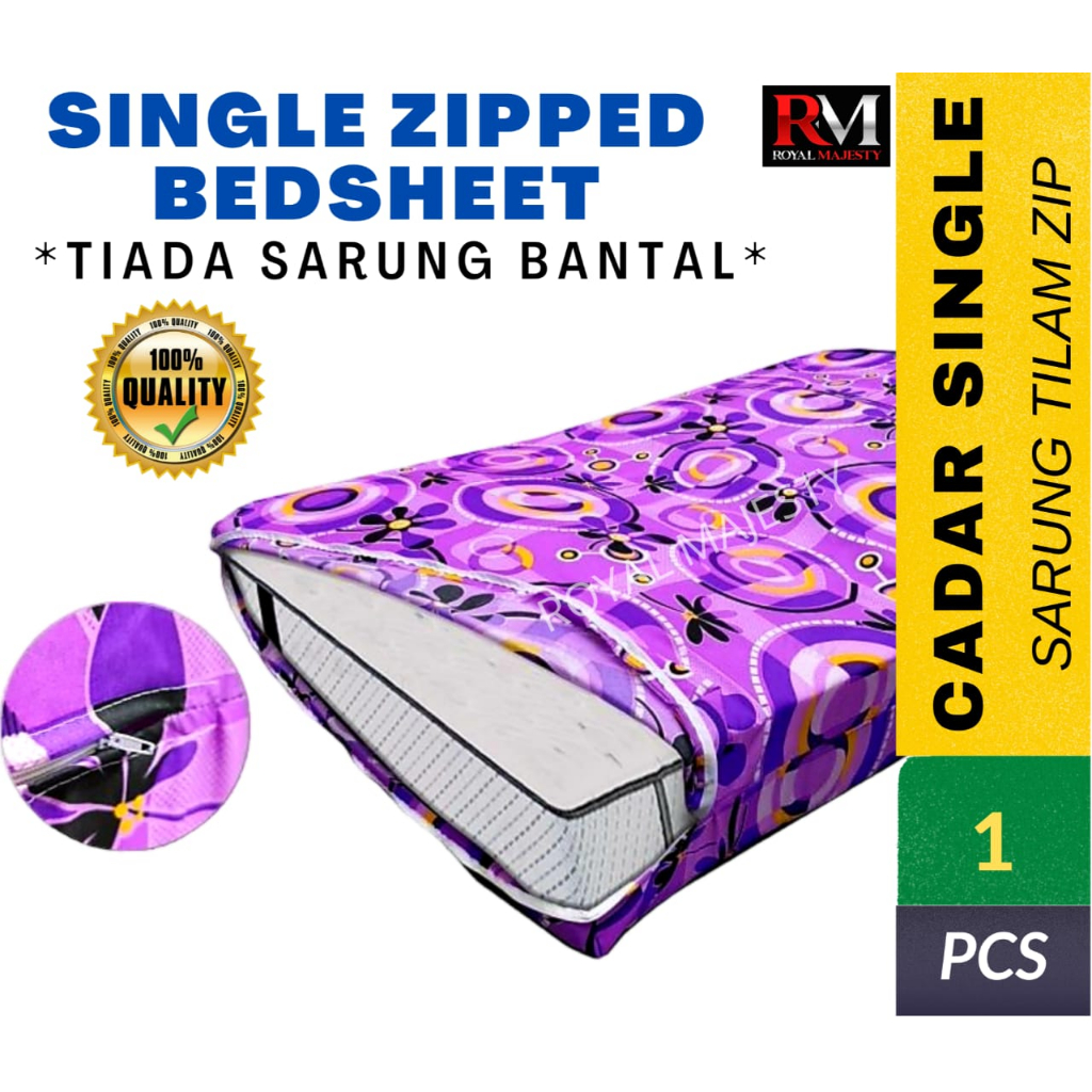 CADAR SINGLE ZIP/SINGLE ZIPPED BEDSHEET SARUNG TILAM ZIP SINGLE