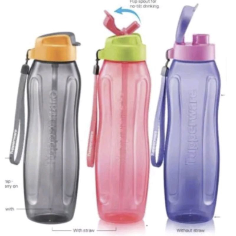 Tupperware Slim Eco Bottle with Straw(1pc) 1L or No Straw | Shopee Malaysia