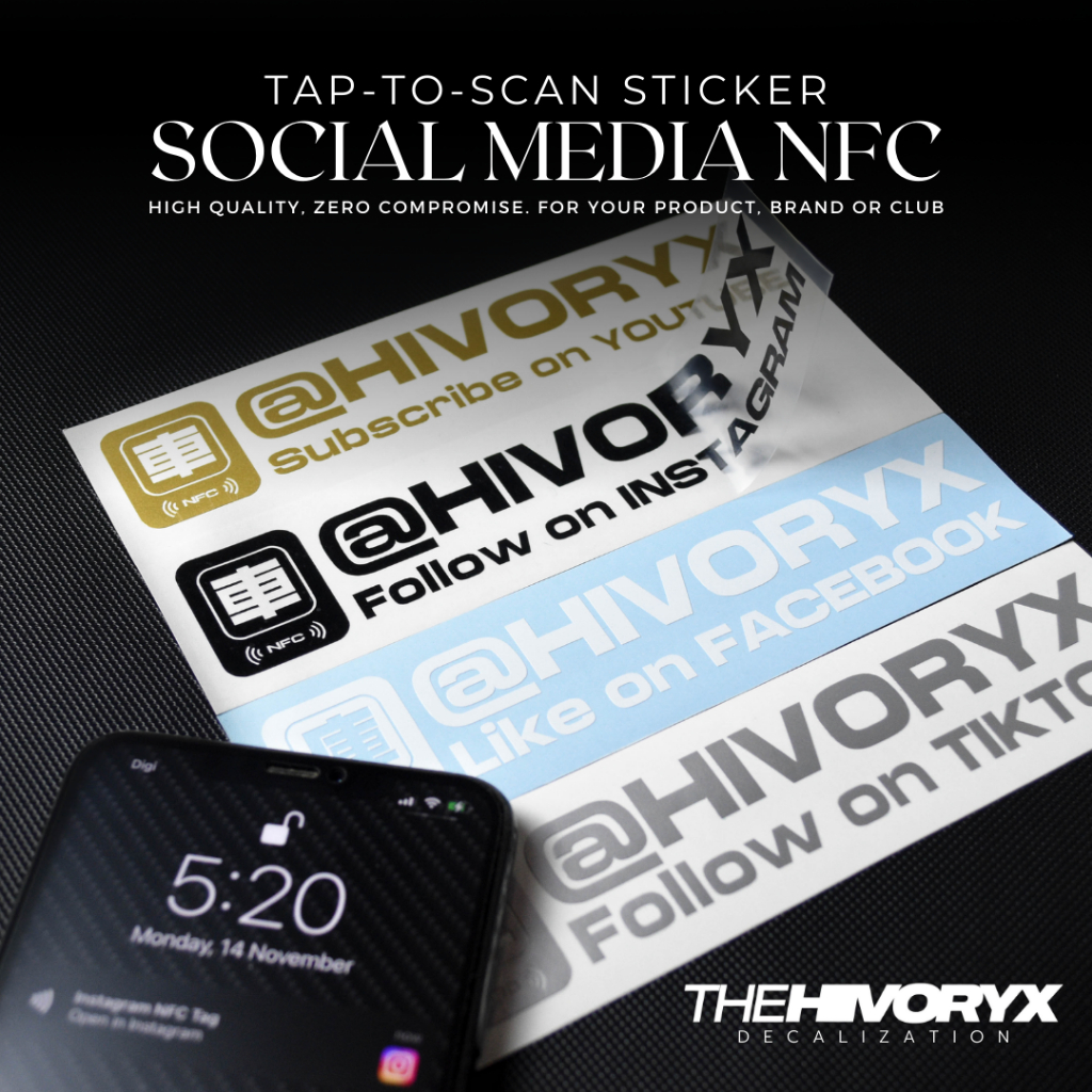 HITAP CUSTOM SOCIAL MEDIA NFC STICKER / TAP-TO-SCAN CUSTOM USERNAME ...