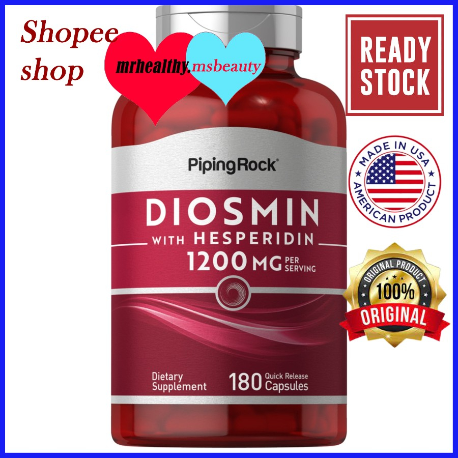PipingRock Diosmin with Hesperidin, 1200 mg (per serving), 180 Quick