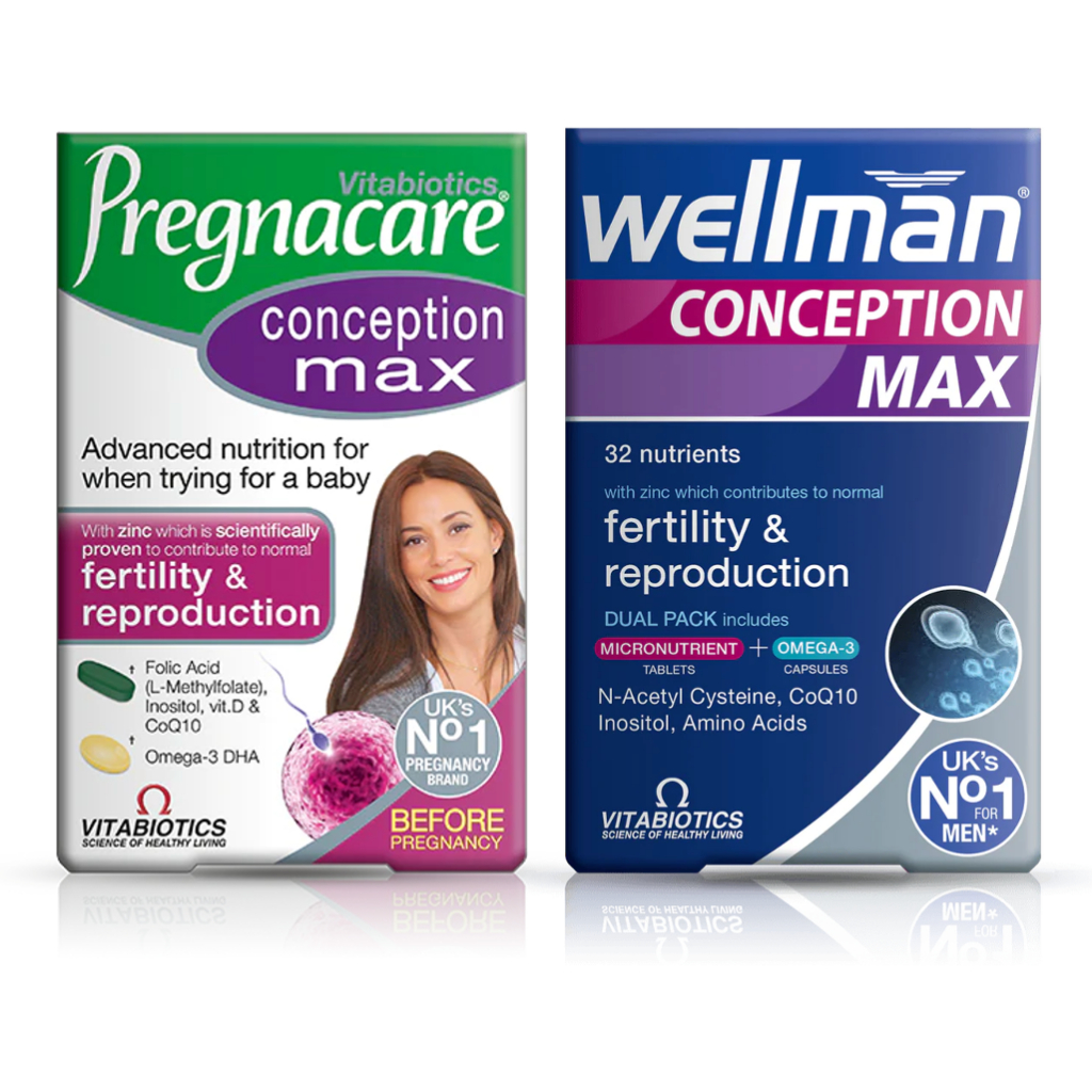 Vitabiotics Pregnacare Conception Max Her and Wellman Conception Max ...