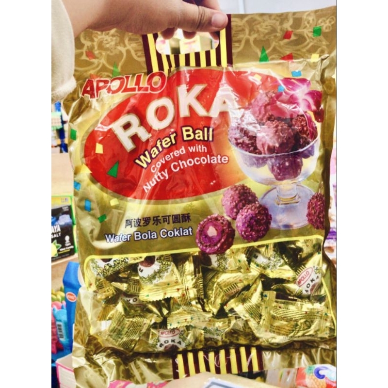 (50Pcs)1070 Apollo Roka Wafer Bola Coklat Cover with Nutty Chocolate ...
