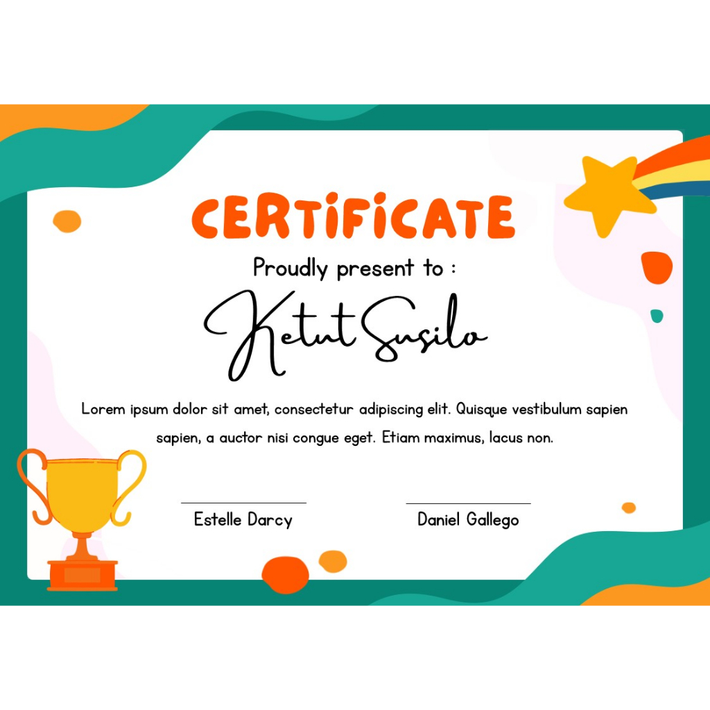 CERTIFICATE / SIJIL TEMPLATE_LANDSCAPE [EDITABLE] Green and Orange ...
