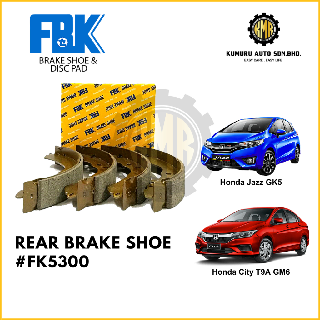 (1Set) FK5300 FBK Rear Brake Shoe Honda City GM6 T9A Jazz T5A GK5