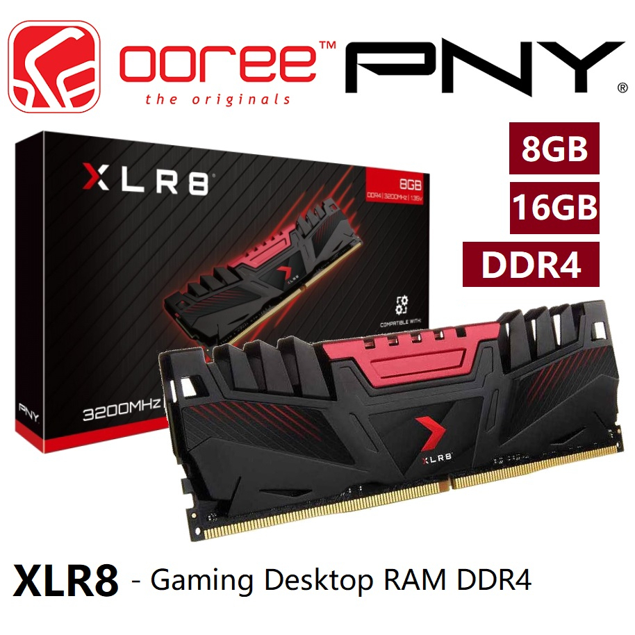 PNY XLR8 DDR4 3200MHZ GAMING RAM FOR PC 8GB / 16GB DESKTOP MEMORY RAM ...