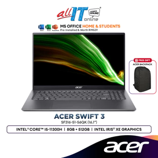 Acer Swift 3 SF316-51-56QK 16.1" Laptop (Intel® Core™ i5-11300H | 8GB | 512GB SSD | Intel Iris Xe Graphics | H&S)