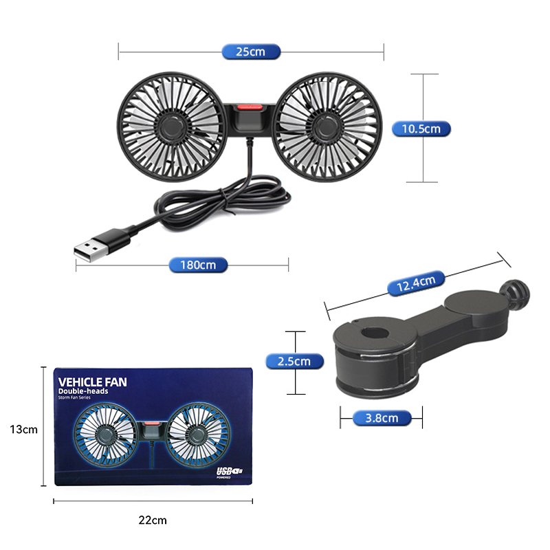 360° Degree Usb Fan Car Fan Air Cooler Fan Kipas Mini Kereta Usb 12v