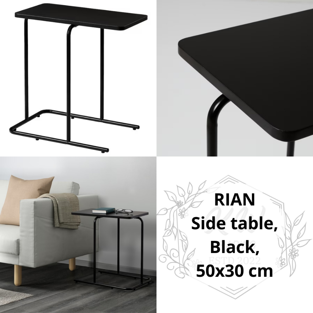 IKEA RIAN Side table, 50x30 cm, Black / White Shopee Malaysia