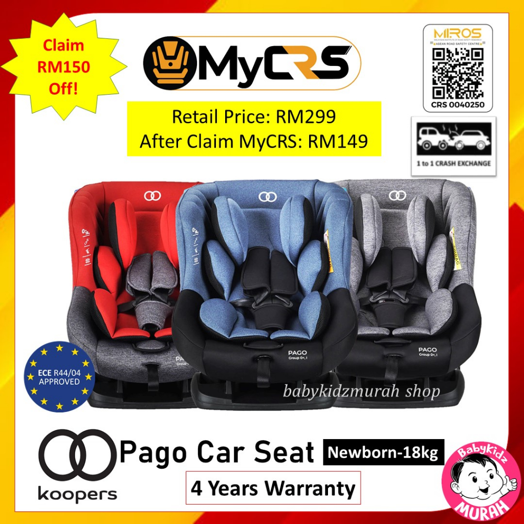 (MyCRS RM149 only!) Koopers Pago Car Seat 100 Original Koopers 4years