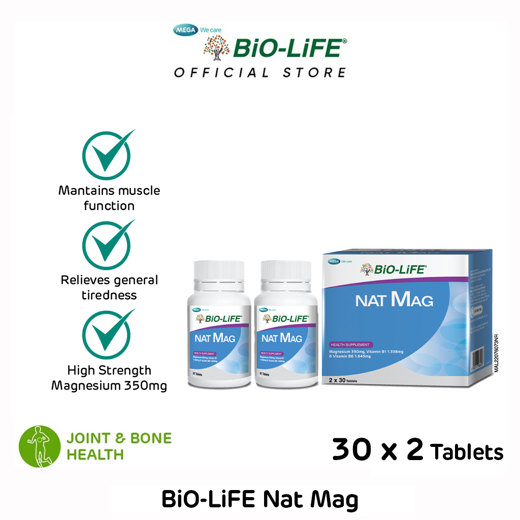 BiOLiFE Nat Mag 2 x 30 tablets (EXPIRY DATE SEPTEMBER 2025) Shopee