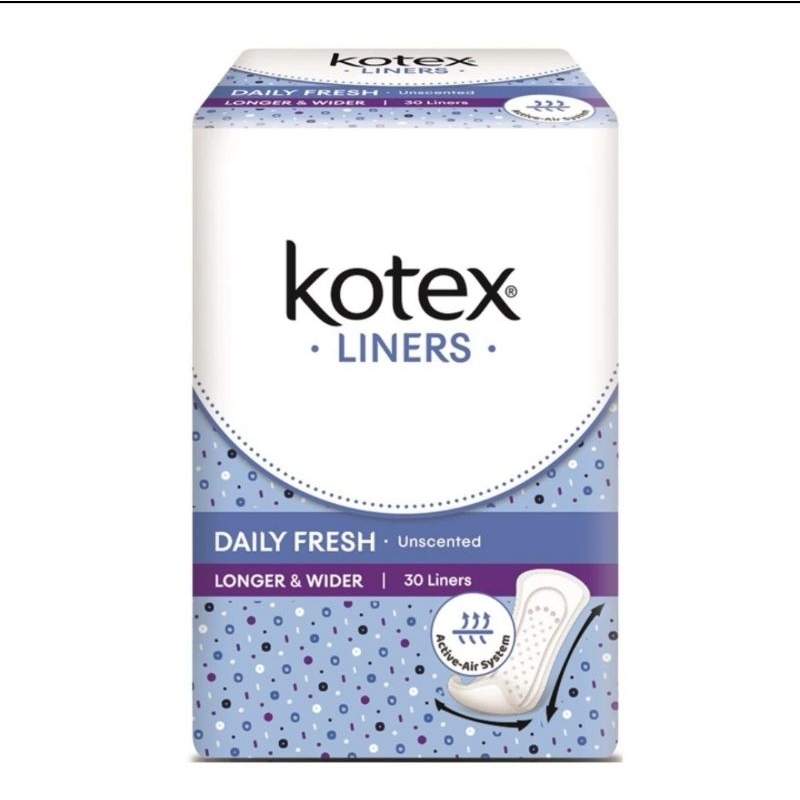 Kotex Panty Liners Daily Fresh Longer & Wider Unscented (30 pcs
