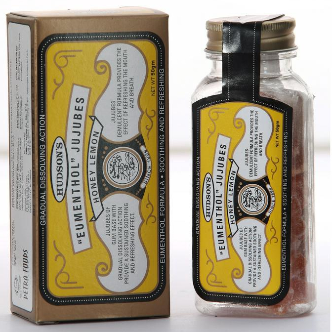 Hudson's Eumenthol Jujubes Bottle - Classic Red/Honey Lemon (50g ...